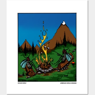 Fire Flies Around A Campfire Novelty Camping Gift Posters and Art